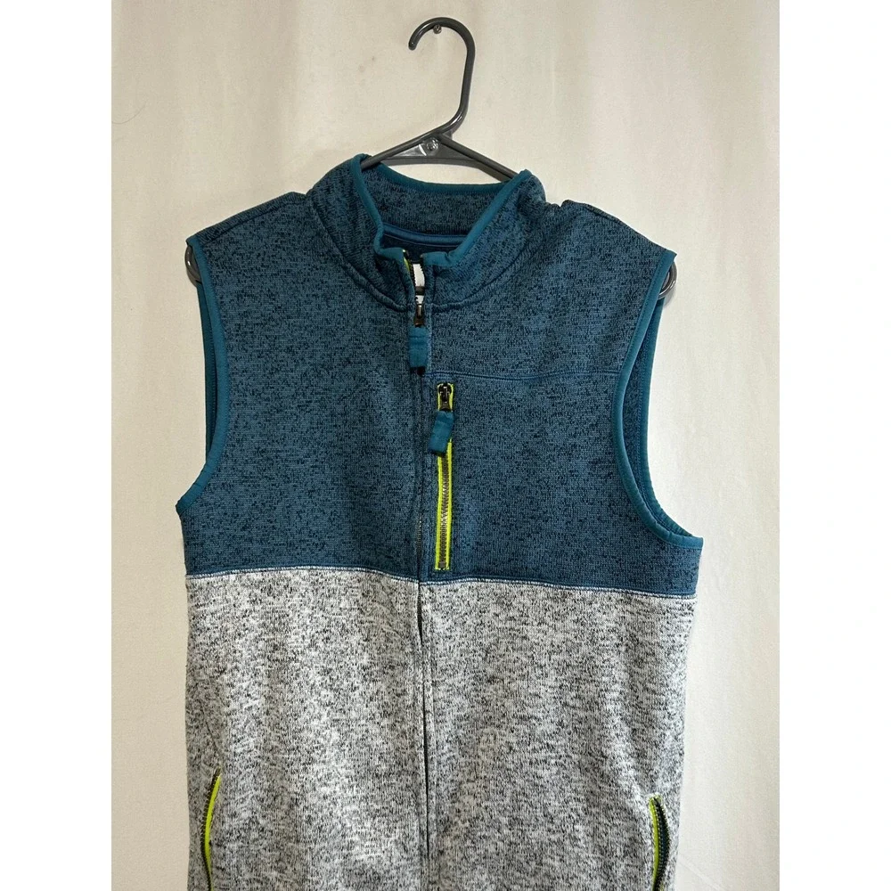 Cat &‎ Jack Boys Vest XL (16) Husky Full Zip Sleeveless Teal Gray